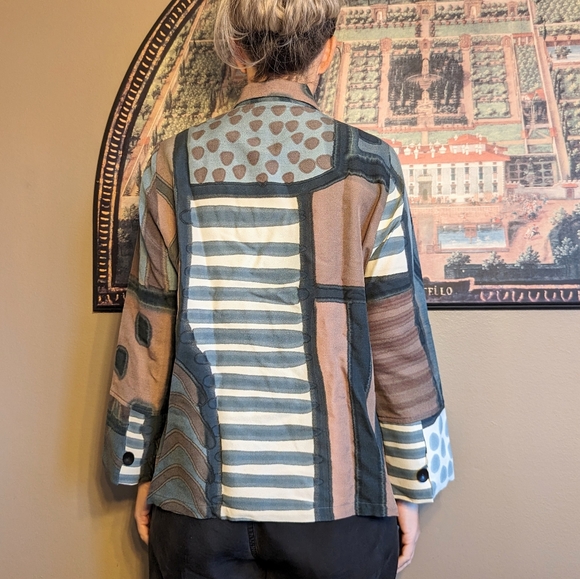 silk wool KAY CHAPMAN button loop jacket top S - Picture 6 of 11